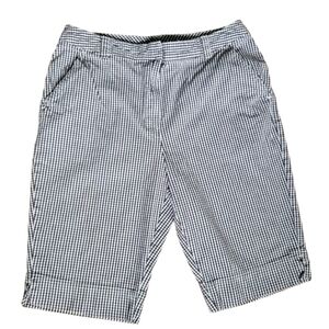size 10 dark brown and white gingham Bermuda shorts